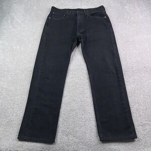 Levis 505 Jeans Mens 34x30 Black Regular Straight Leg Stretch Denim Workwear